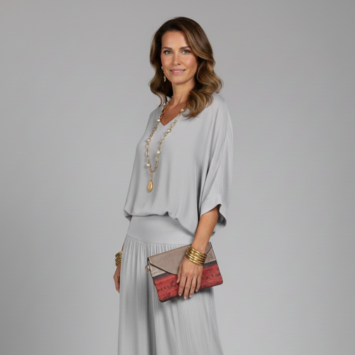 Women's V-Neck Wide Leg Set