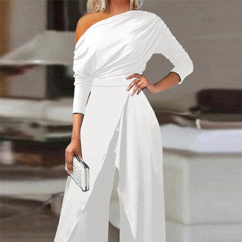 Women's Off Shoulder Wide Leg Jumpsuit