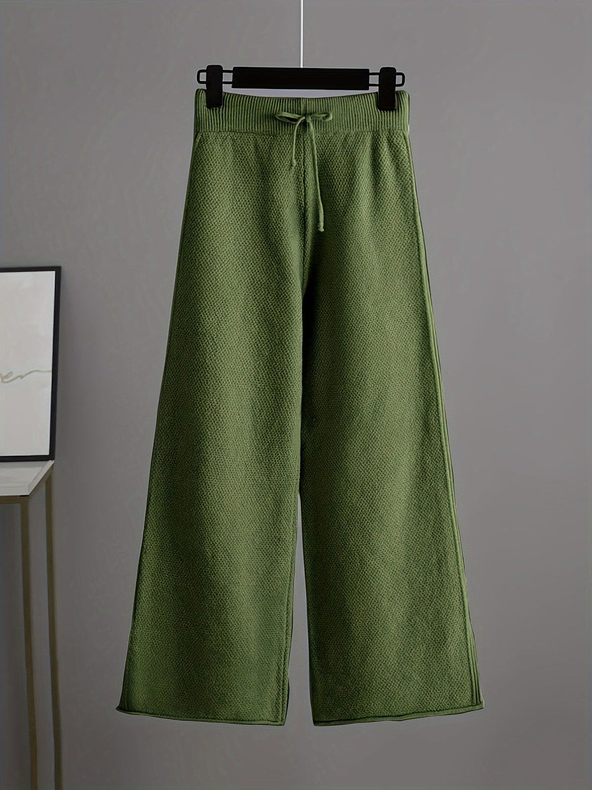 Women's Ribbed Knit Sweater and Wide-Leg Pants Set