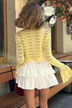 Women Crochet Cardigan with Bell Sleeve Detail