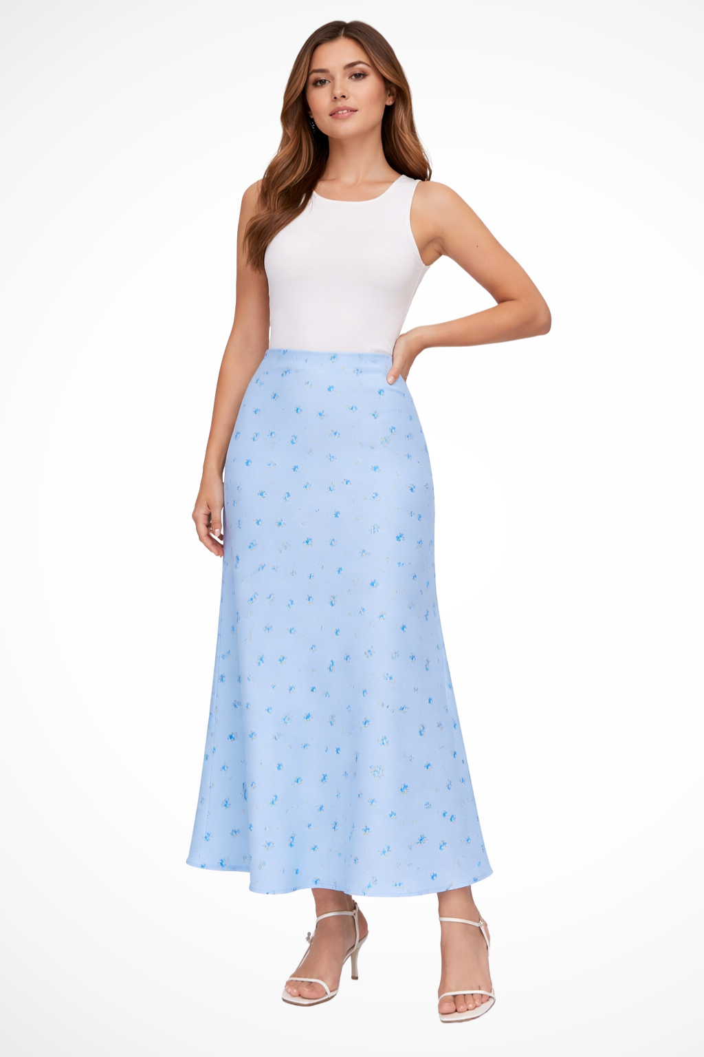 Flora | Women Floral Print Satin Bias Cut Maxi Skirt