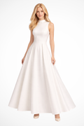Women's Cap Sleeve Structured A Line Wedding Guest Midi Dress