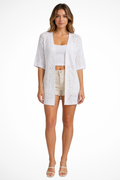 Women's Textured Knit Open Front Half Sleeve Summer Cardigan
