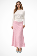 Flora | Women Floral Print Satin Bias Cut Maxi Skirt