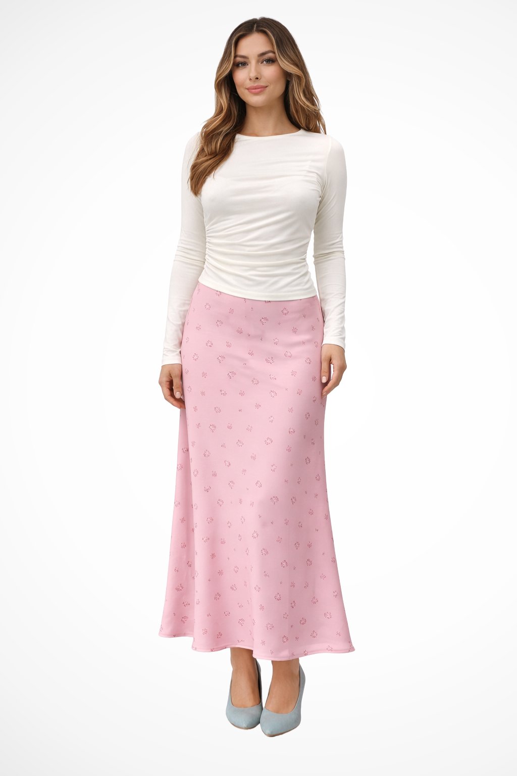 Flora | Women Floral Print Satin Bias Cut Maxi Skirt