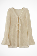 Women Crochet Cover Up Bell Sleeve Cardigan