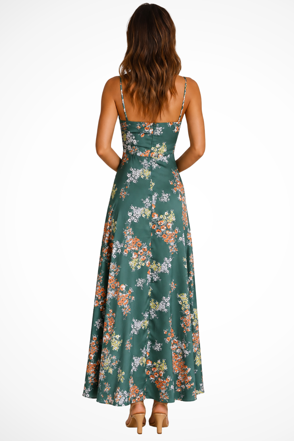 Women's Tie Front Floral Wedding Guest Maxi Dress with Cut Out Detail