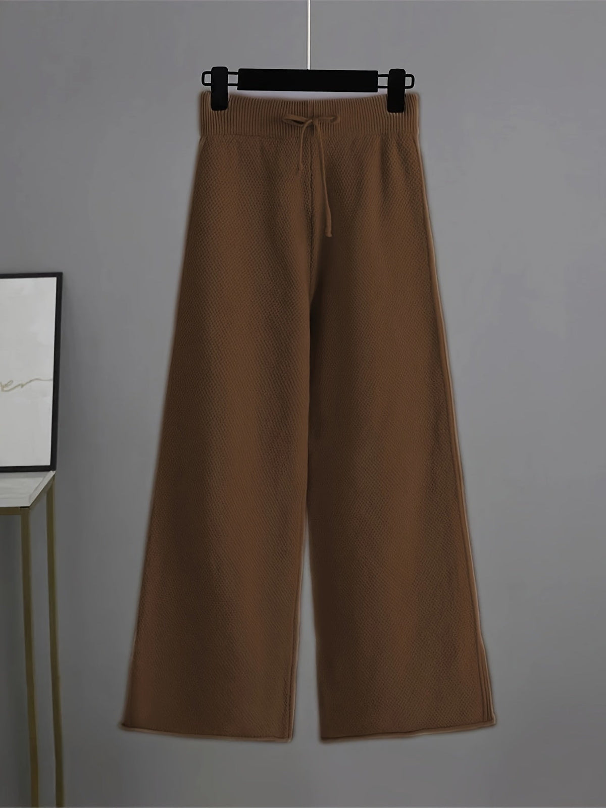 Women's Ribbed Knit Sweater and Wide-Leg Pants Set