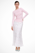 Flora | Women Floral Print Satin Bias Cut Maxi Skirt