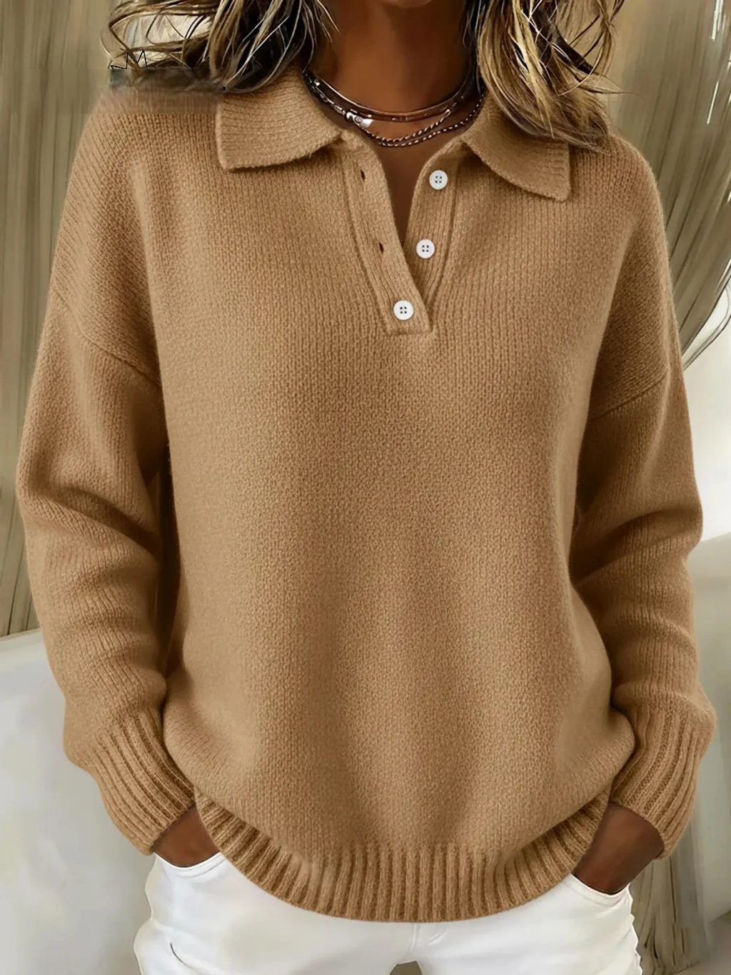 Women's Classic Button Turtleneck Sweater