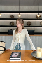 Women Crochet Cover Up Bell Sleeve Cardigan