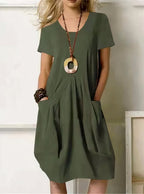 Women's Effortless Relaxed A-Line Casual Midi Dress
