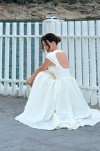 Women's Cap Sleeve Structured A Line Wedding Guest Midi Dress