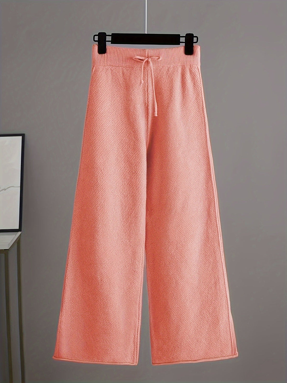 Women's Ribbed Knit Sweater and Wide-Leg Pants Set