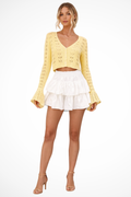 Women Crochet Cardigan with Bell Sleeve Detail