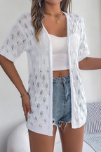 Women Short Sleeve Crochet Cardigan