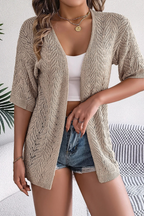 Women's Textured Knit Open Front Half Sleeve Summer Cardigan