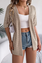 Women's Textured Knit Open Front Half Sleeve Summer Cardigan