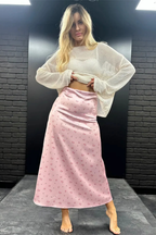 Flora | Women Floral Print Satin Bias Cut Maxi Skirt