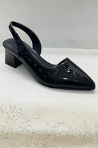 Women Low Heel Slingback Pointed Toe Pumps