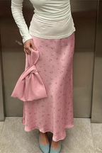 Flora | Women Floral Print Satin Bias Cut Maxi Skirt