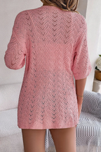 Women's Textured Knit Open Front Half Sleeve Summer Cardigan