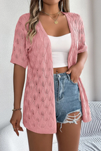 Women Short Sleeve Crochet Cardigan