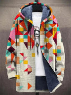 Women's Bohemian Patchwork Fleece-Lined Hooded Coat