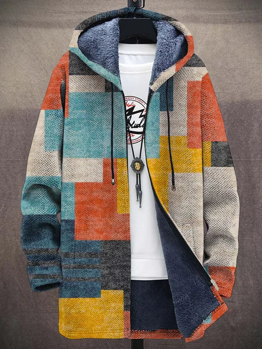 Women's Bohemian Patchwork Fleece-Lined Hooded Coat