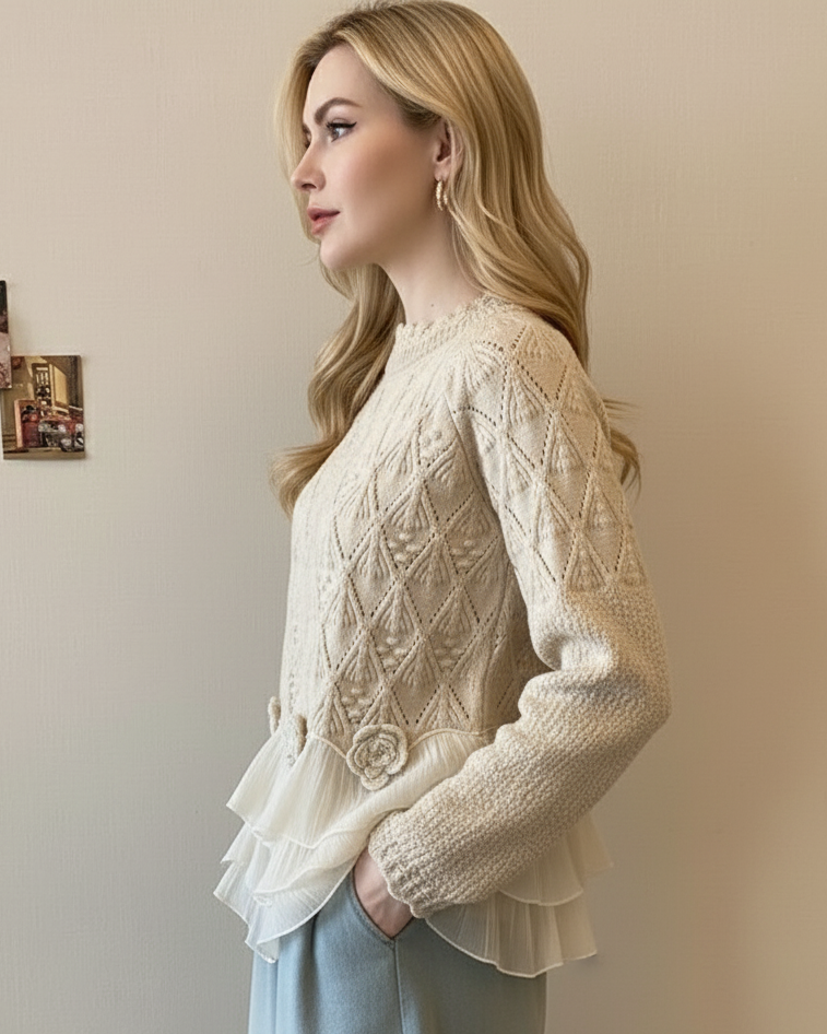 Women's Ruffle Detail Knit Sweater