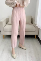 Isolde | Women Pleated Cropped Wide Leg Trousers with Elasticated Waist
