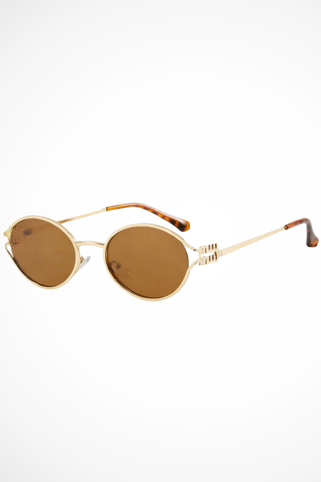 Women's Small Oval Gold Metal Frame Sunglasses
