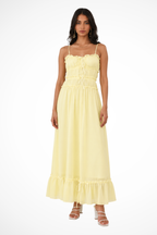 Women's Strappy Ruffle Tie Front Tiered Wedding Guest Maxi Dress