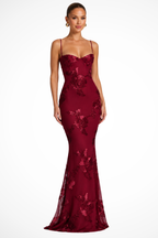 Women's Corset Floral Embroidered Wedding Guest Maxi Dress
