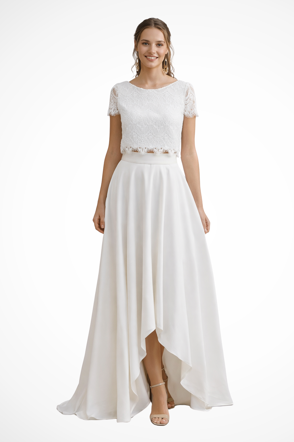 Women's Lace Top Maxi Skirt Wedding Guest Bridal Set