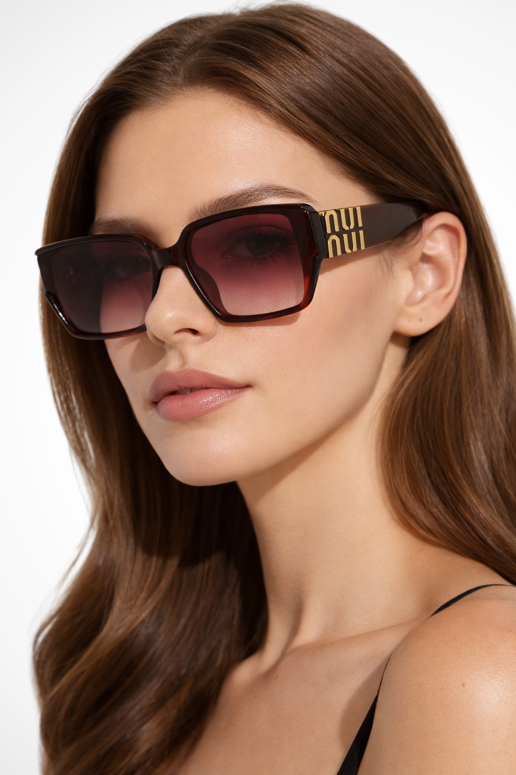 Women's Oversized Square Gold Detail Sunglasses