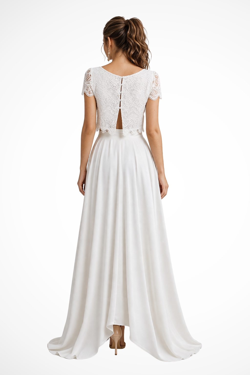 Women's Lace Top Maxi Skirt Wedding Guest Bridal Set