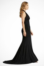 Women's Halter Neck Ruched Wedding Guest Maxi Dress