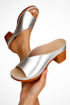 Women's Open Toe Slip On Block Heel Mule