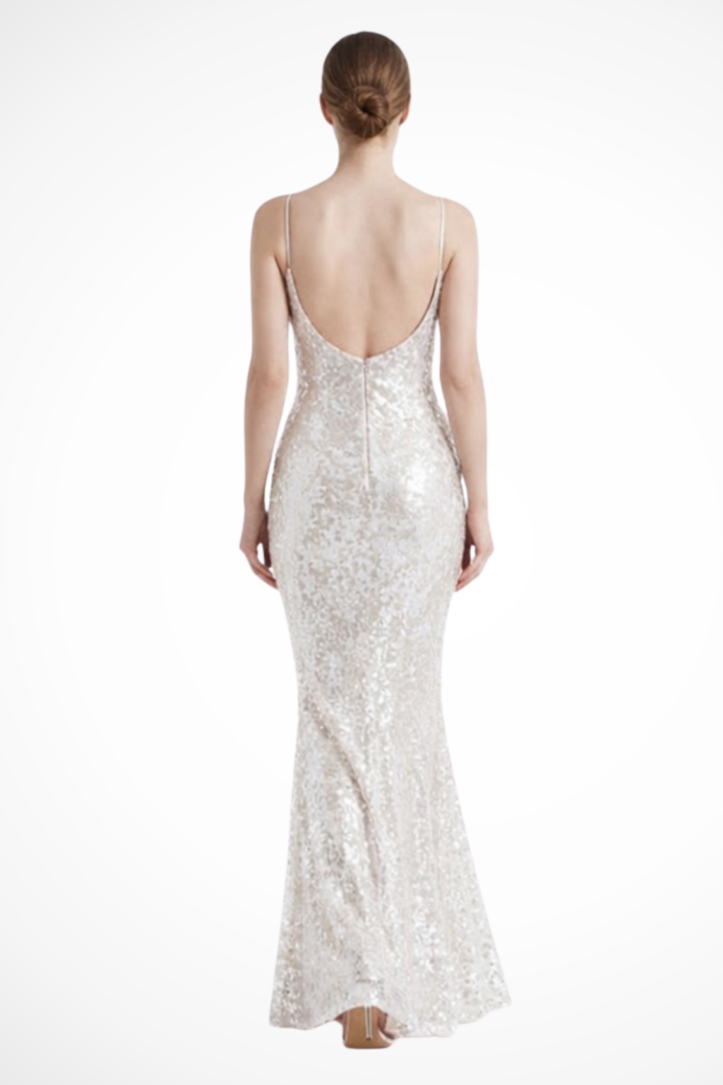 Women's Sequin V Neck Strappy Fitted Wedding Guest Maxi Dress