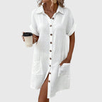 Women's Elegant Flowy Button-Down Summer Dress