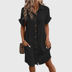 Women's Elegant Flowy Button-Down Summer Dress