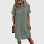 Women's Elegant Flowy Button-Down Summer Dress