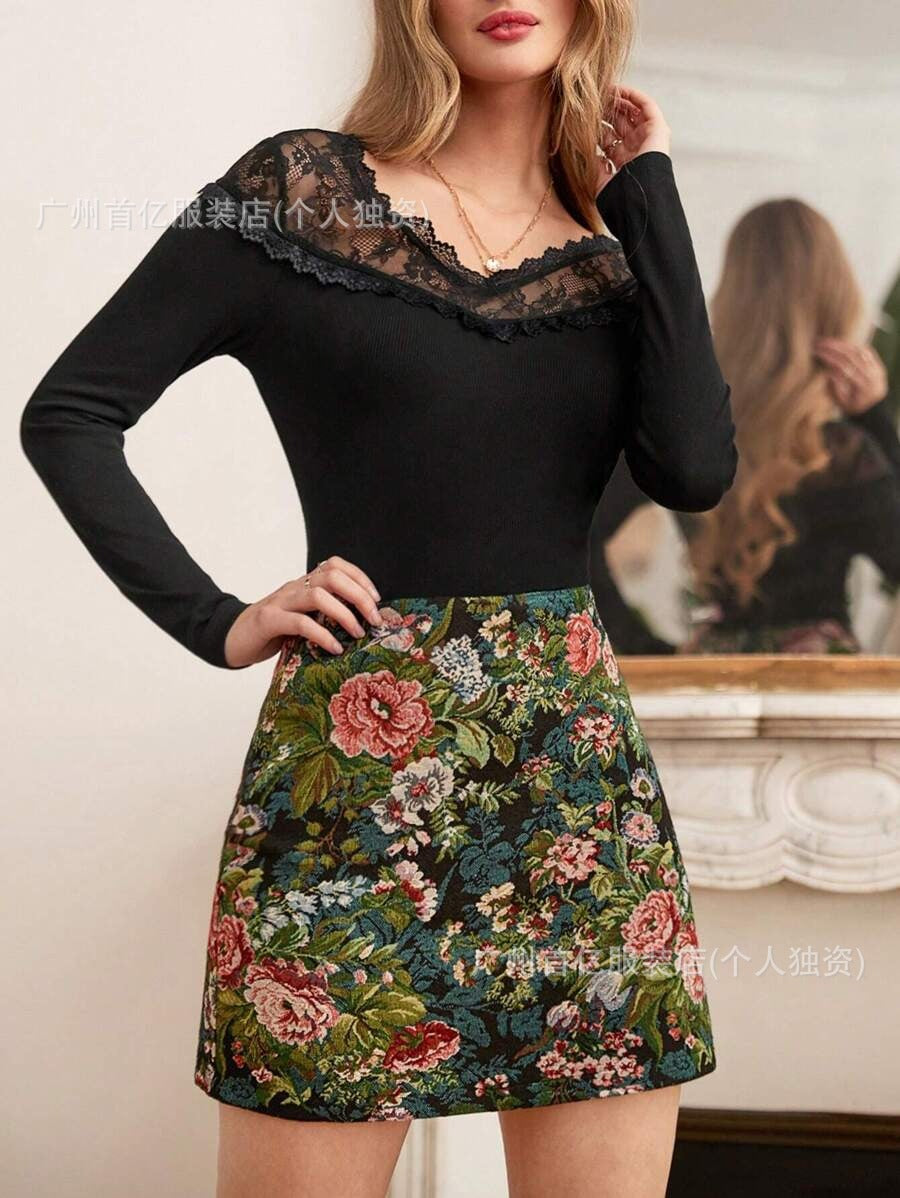 Women's High Waist Retro A-Line Mini Skirt