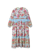 Women's Relaxed V-Neck Printed Casual Maxi Dress