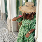 Women's Geometric Print High-Low Dress