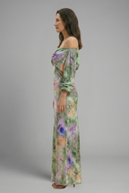Women's Elegant Long Sleeve Detachable Scarf Maxi Dress