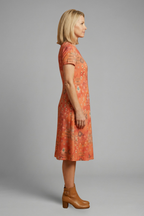 Women's Casual Short Sleeve Printed Midi Dress