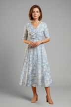 Women's Practical V-Neck Side Pocket Midi Dress