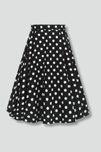 Women’s Midi Skirt with High Waist and Polka Dot Print